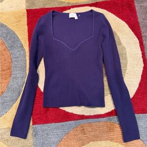 NWT Aritzia Wilfred Sculpt Knit Sweetheart Longsleeve Sweater Top Purple Small